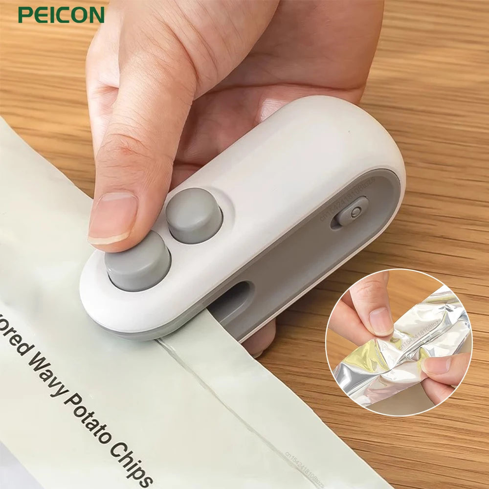 Handheld heat based chip bag sealer, Rechargable device to reseal bags after opening